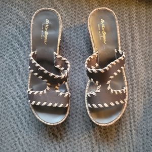 SIZE 8 Sotto Sopra Italian Wedge Sandals!  Leather & Leopard!